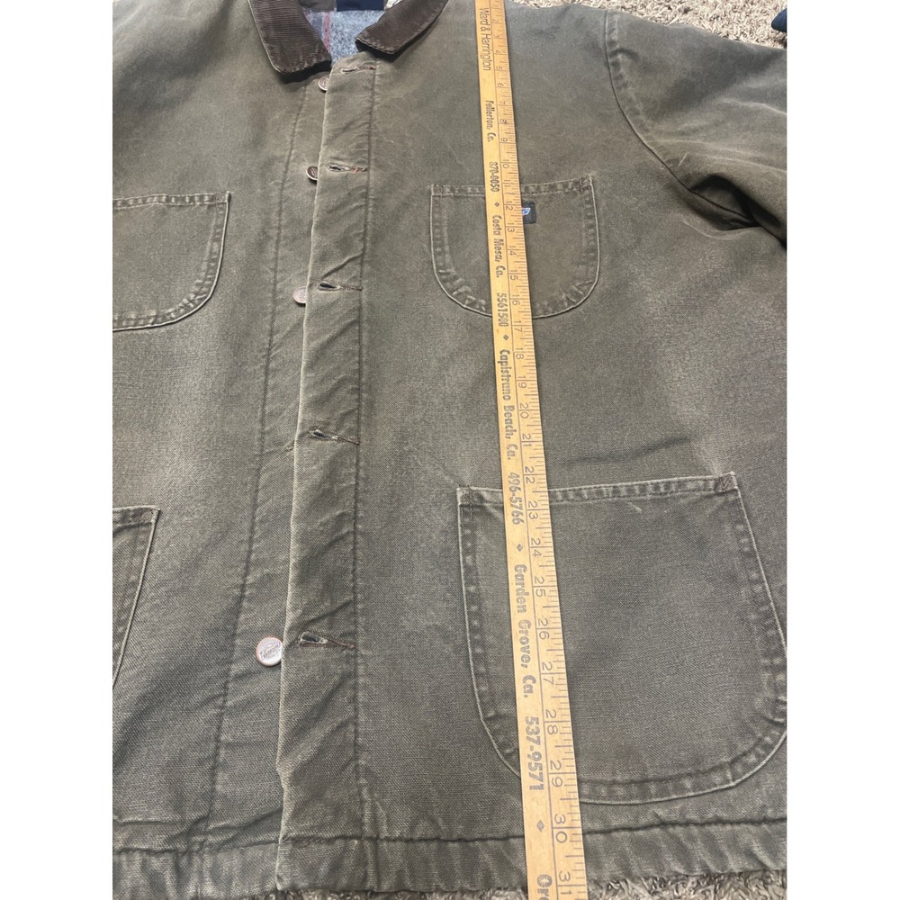 Dickies Men's Lined Canvas Chore Coat Green Brown Corduroy Collar Workwear 2XL - Picture 11 of 16